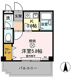 アルカディア 1Kの間取図画像