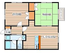 ハイツロックラージ　Ｂ 2階2LDKの間取り