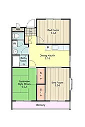 サンヴィラ 2階3DKの間取り