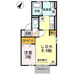 D-room平和台 1LDKの間取図画像