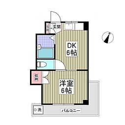 リュミエ越谷 1DKの間取図画像