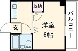 クレハウスセゾン 3階1Kの間取り