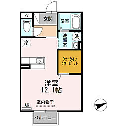 セゾンB ワンルームの間取図画像