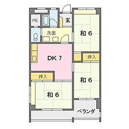 三宅第2ビル 2DKの間取図画像