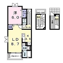 ハイブリッジ 1LDKの間取図画像