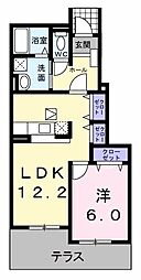 サニースクエアB棟 1LDKの間取図画像