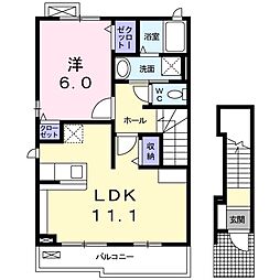 リヴェールV 2階1LDKの間取り
