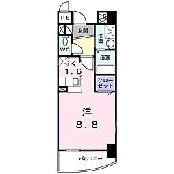 東峰マンション ワンルームの間取図画像