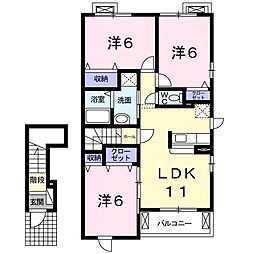 クレストガーデン2 3LDKの間取図画像