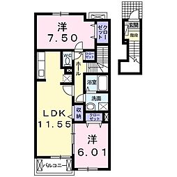 ロータス・ミカド 2LDKの間取図画像