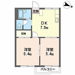 タウニー塩田町 1階2DKの間取り