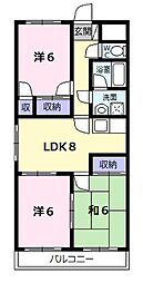 ファミリータウンむらた 4階3DKの間取り