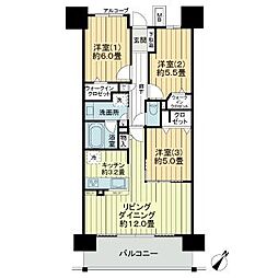 デュオヒルズ仙台ザ・マークス 7階3LDKの間取り
