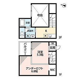 アプローズ 2階ワンルームの間取り