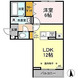 レコルト木町 3階1LDKの間取り