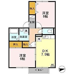 サンセールVIE 2DKの間取図画像