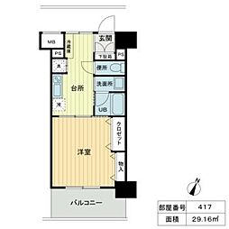 フィットエル仙台一番町 1Kの間取図画像