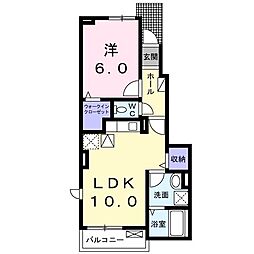 シエルラメール 1LDKの間取図画像