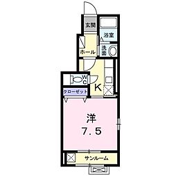 シュトラーセ千歳 1Kの間取図画像