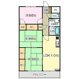 コーポ一畑・堂形 1階3LDKの間取り