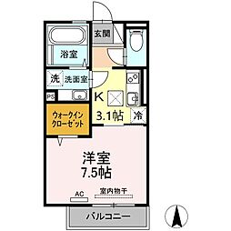 レスパス　横手 1階1Kの間取り