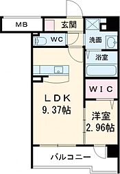 グレイス折尾 1LDKの間取図画像