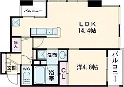 アーバネックス神戸水木通 1LDKの間取図画像