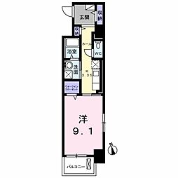 ジュネストラント 1Kの間取図画像