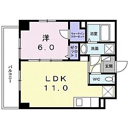 ラ　メッゾ 3階1LDKの間取り