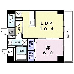 ラ・メッゾ 1LDKの間取図画像