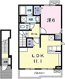 ベルアルモニー 1LDKの間取図画像