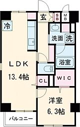 ドルフ聖護院. 2階1LDKの間取り