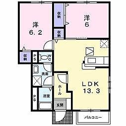 サクシード 2LDKの間取図画像