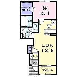 ブレスユー 1LDKの間取図画像