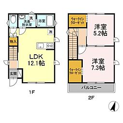 ラファイユ館坂橋　Ｃ 1階2LDKの間取り