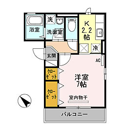 セントレ ドゥ ブランシェＵ 1階1Kの間取り