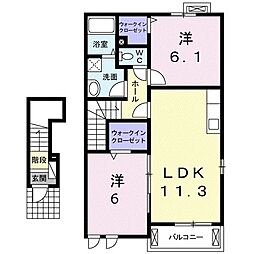 セサーラ 2LDKの間取図画像