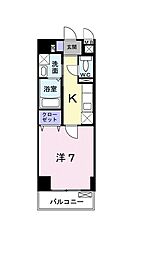 アウル三鷹 1Kの間取図画像