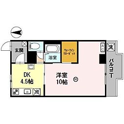 依岡ビル 4階1DKの間取り