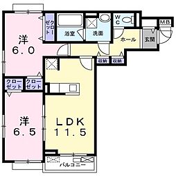エフヒルサイドテラス 2LDKの間取図画像