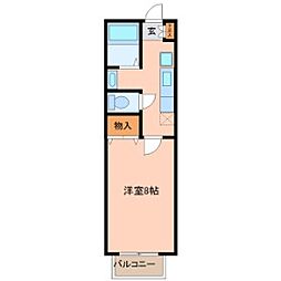 アヴァンセ富沢南七番館 2階1Kの間取り