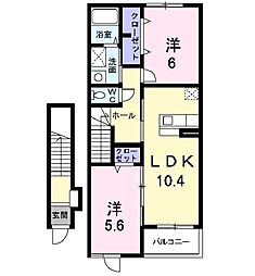 ジュネスキヨミ2 2LDKの間取図画像