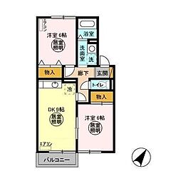 リヴェール 2DKの間取図画像