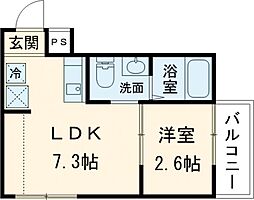 JR東海道・山陽本線 西大路駅 徒歩8分の賃貸マンション 3階1DKの間取り