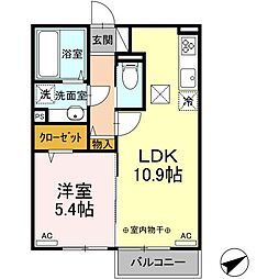 JR両毛線 新前橋駅 徒歩26分の賃貸アパート 1階1LDKの間取り
