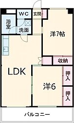 サワータウン花園 2階2LDKの間取り