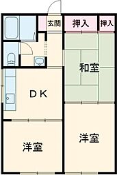 コーポ仁科 3DKの間取図画像
