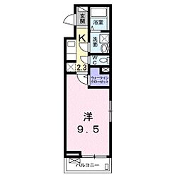 ストーク芝 2階1Kの間取り