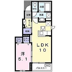 ソレイユ・ルヴァン 1LDKの間取図画像