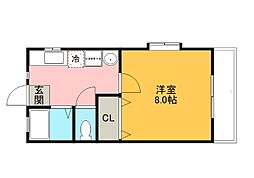 グランビュー船岡 1階1Kの間取り